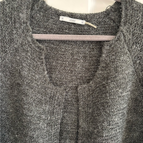 SIONI. Dark charcoal gray tight woven cardigan sweater. Size is One Size - Picture 2 of 2